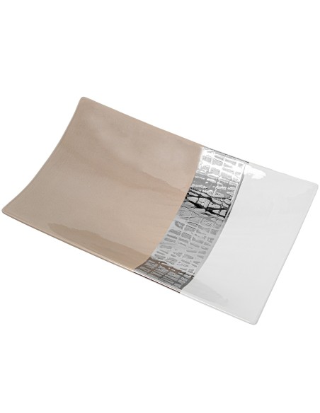 Centro Cerámica Blanco/Plata/Beige
