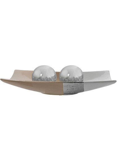 Centro Cerámica Blanco/Plata/Beige