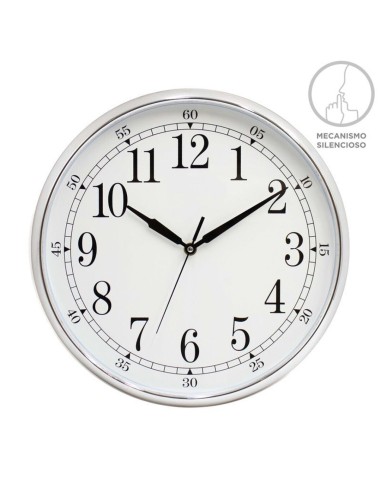 Reloj Cromado de Pared 33 cm