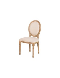 Silla Medallón de Lino y Patas de Madera