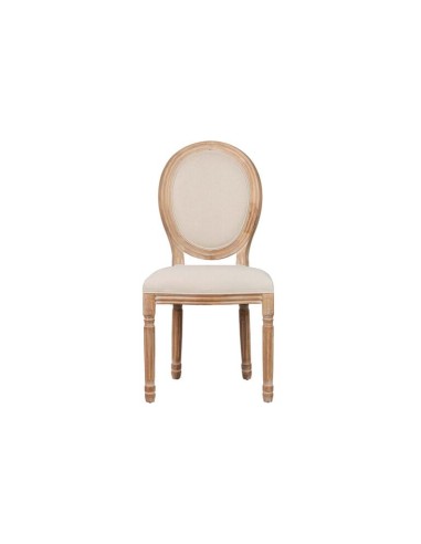 Silla Medallón de Lino y Patas de Madera