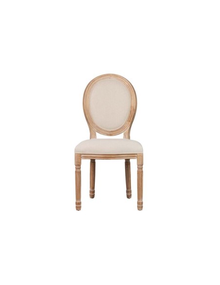Silla Medallón de Lino y Patas de Madera