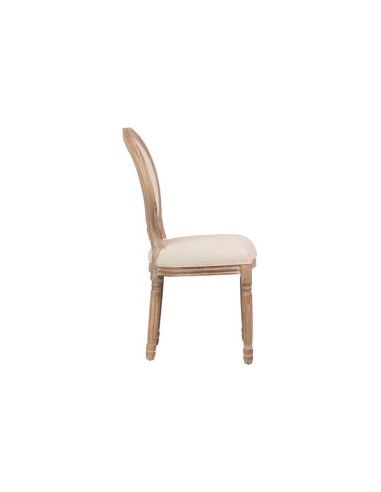 Silla Medallón de Lino y Patas de Madera