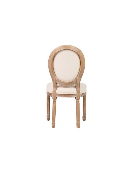 Silla Medallón de Lino y Patas de Madera