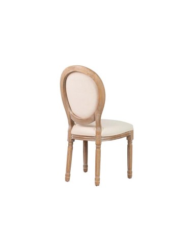 Silla Medallón de Lino y Patas de Madera