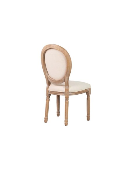 Silla Medallón de Lino y Patas de Madera