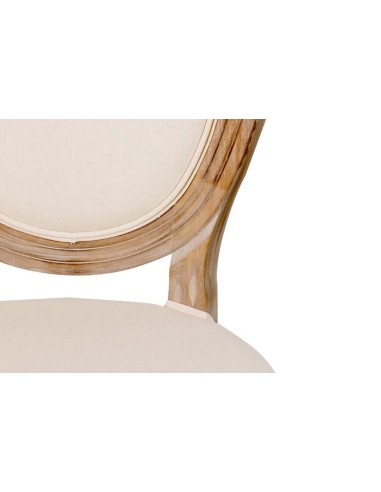 Silla Medallón de Lino y Patas de Madera