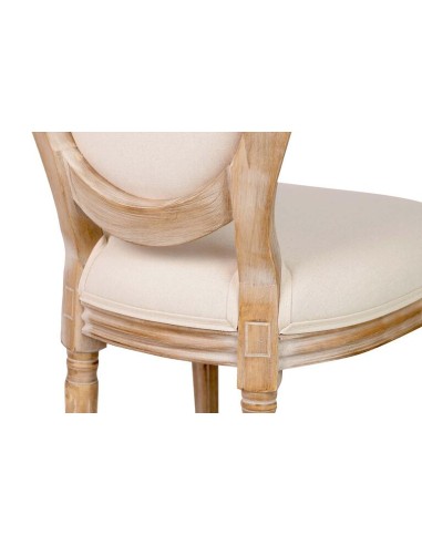 Silla Medallón de Lino y Patas de Madera