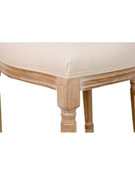 Silla Medallón de Lino y Patas de Madera