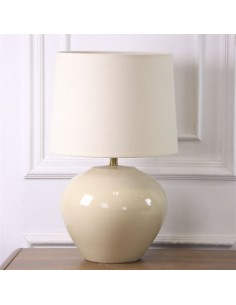 Lámpara con Base de Cerámica Natural Ovalada