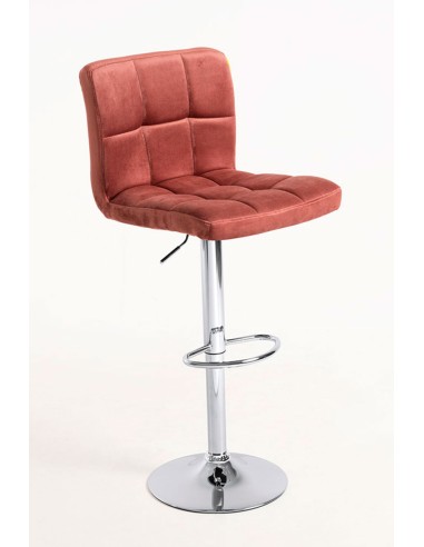 Taburete Loft Pie Plata Terciopelo