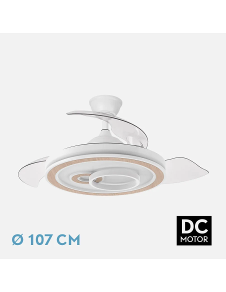 Ventilador DC Sultán 68W Blanco/Haya