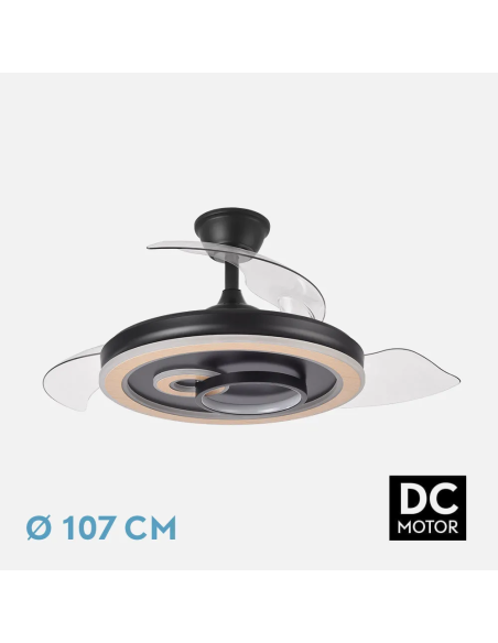 Ventilador DC Sultán 68W Negro/Madera