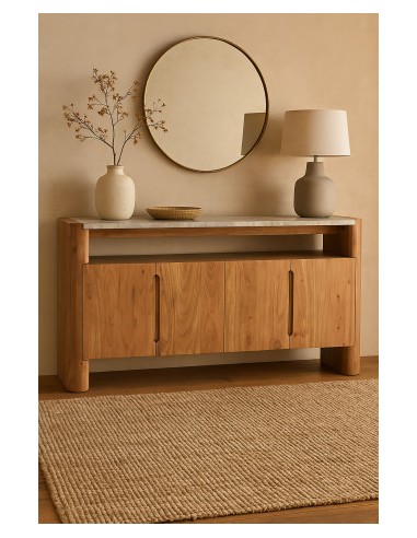 Mueble Aparador de Acacia y Mármol