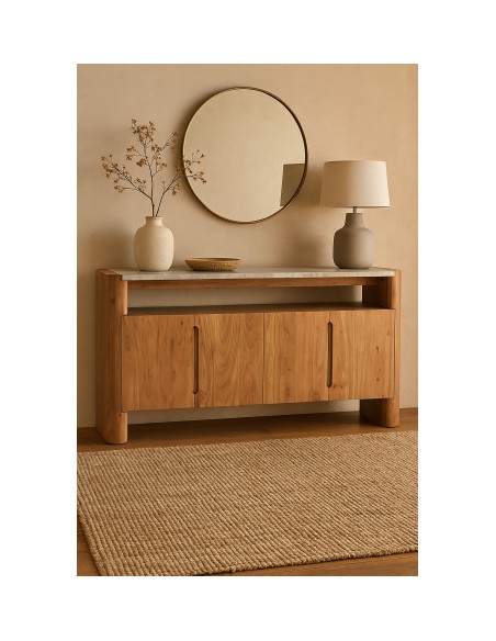 Mueble Aparador de Acacia y Mármol
