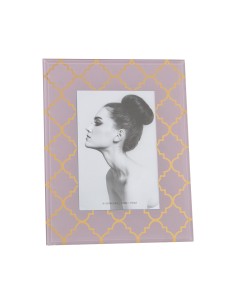 Portafotos de Cristal con Rosa y Dorado