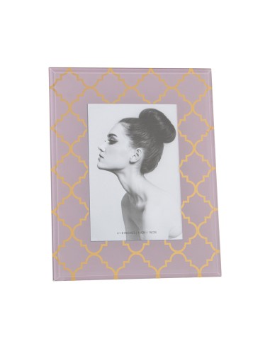 Portafotos de Cristal con Rosa y Dorado