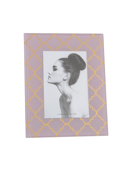 Portafotos de Cristal con Rosa y Dorado