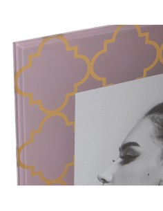 Portafotos de Cristal con Rosa y Dorado 2