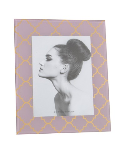 Portafotos de Cristal con Rosa y Dorado