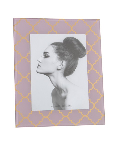 Portafotos de Cristal con Rosa y Dorado