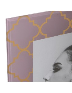 Portafotos de Cristal con Rosa y Dorado 2