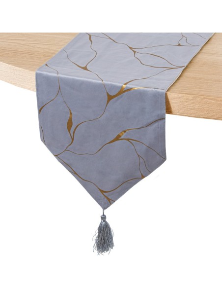 Camino de Mesa en Gris y Oro
