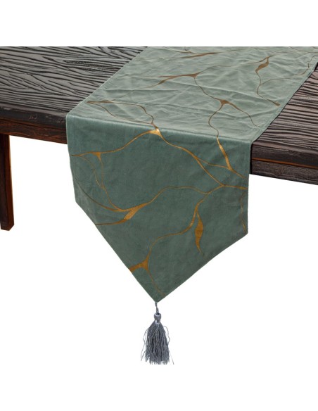 Camino de Mesa en Verde y Oro