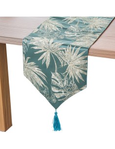 Camino de Mesa en Azul con Flores