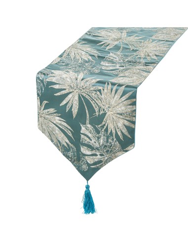 Camino de Mesa en Azul con Flores