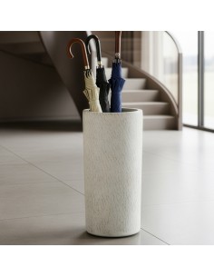 Paragüero Cilindro de Cerámica Blanco 2