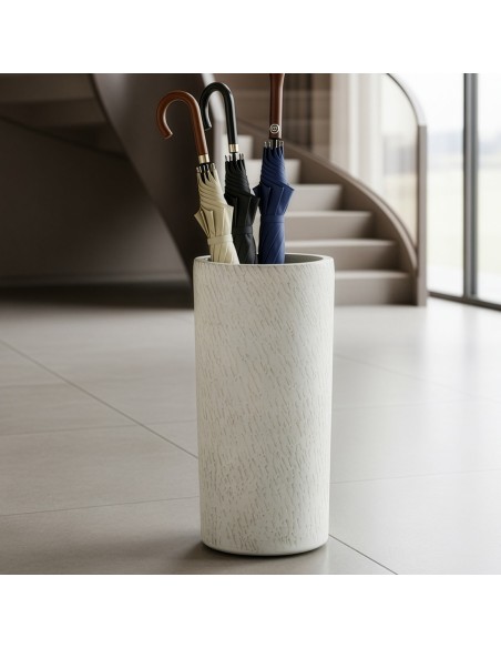 Paragüero Cilindro de Cerámica Blanco