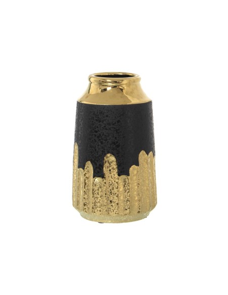 Jarrón de Cerámica en Negro y Oro
