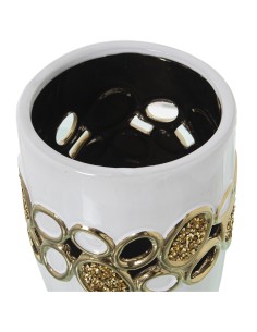 Jarrón de Cerámica en Blanco y Oro 2