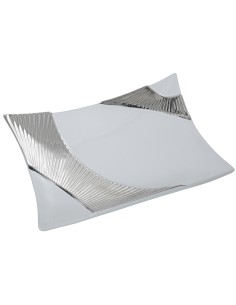 Centro de Mesa de Cerámica en Blanco y Plata