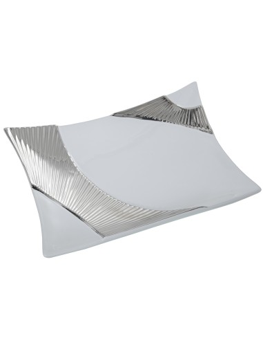 Centro de Mesa de Cerámica en Blanco y Plata