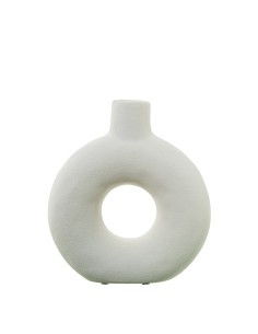 Jarrón Cerámica Agujero 23 cm Color Crema