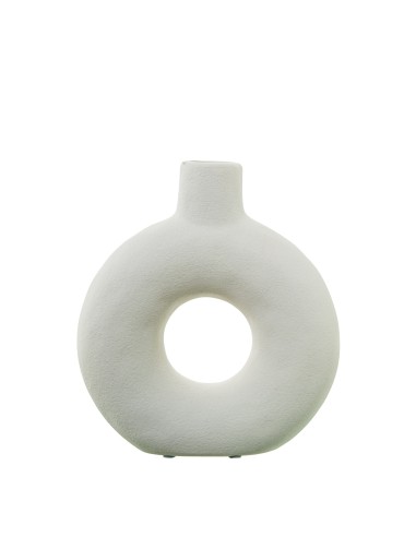 Jarrón Cerámica Agujero 23 cm Color Crema