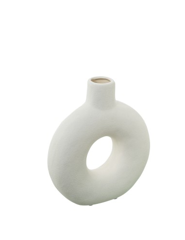 Jarrón Cerámica Agujero 23 cm Color Crema