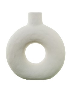 Jarrón Cerámica Agujero 30 cm Color Crema