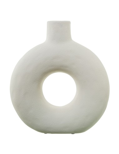 Jarrón Cerámica Agujero 30 cm Color Crema