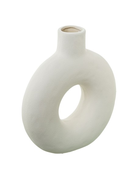 Jarrón Cerámica Agujero 30 cm Color Crema