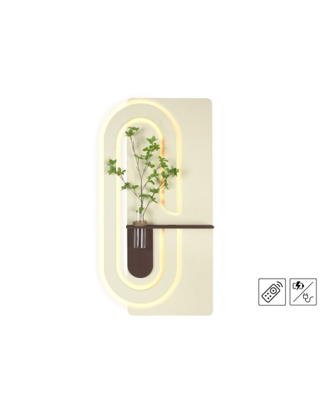 Cuadro Blanco con Relieve y Estante Marrón