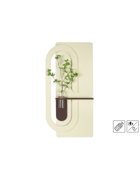 Cuadro Blanco con Relieve y Estante Marrón