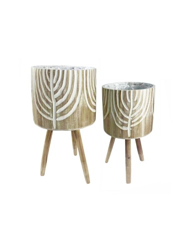 Set 3 Maceteros de Madera Grabado