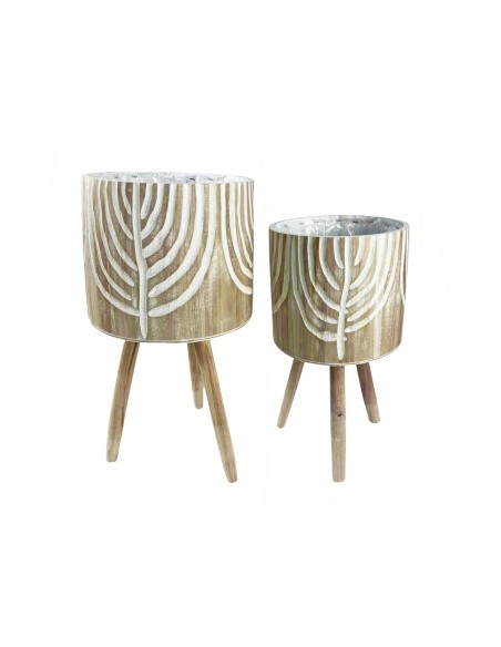 Set 3 Maceteros de Madera Grabado