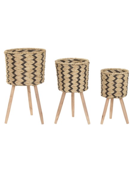 Set 3 Maceteros de Fibra Trenzada