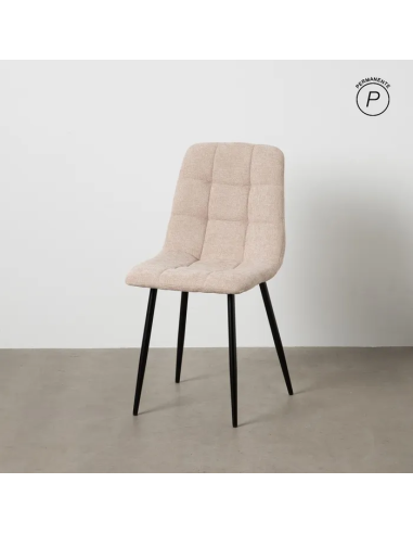 Silla Beige con Tejido y Metal