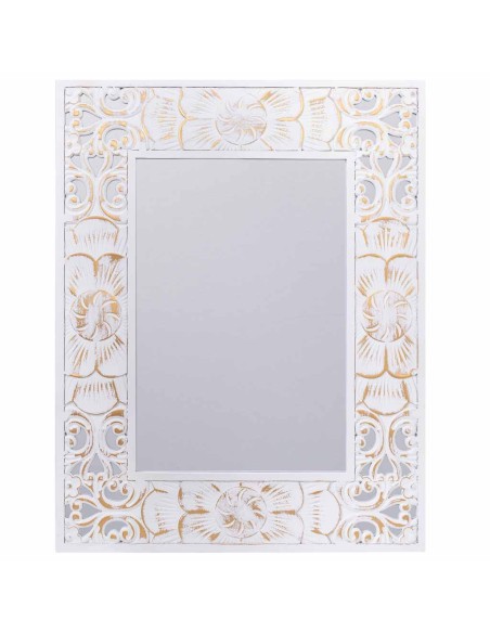 Espejo de Madera Blanco y Dorado