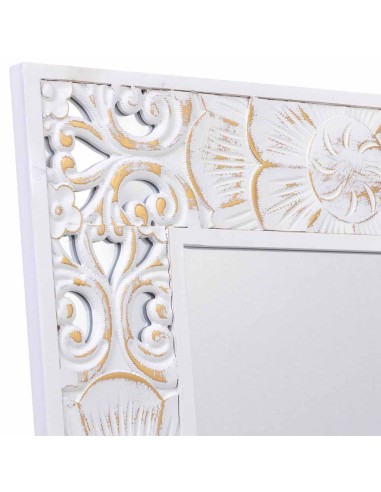 Espejo de Madera Blanco y Dorado